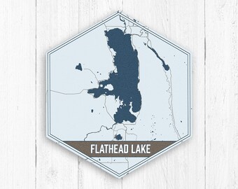 Flathead Lake Montana Hexagon Lake Map | Printed Marketplace