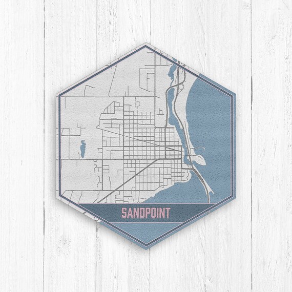 Sandpoint Idaho Street Map Sandpoint Idaho Hexagon Gray and Etsy
