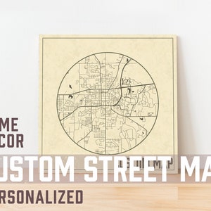 Impresión personalizada de mapas de calles de Square, impresión de mapas personalizados, mapa de ciudad personalizado, mapa personalizado de Tan Square, mapa de ciudad personalizado