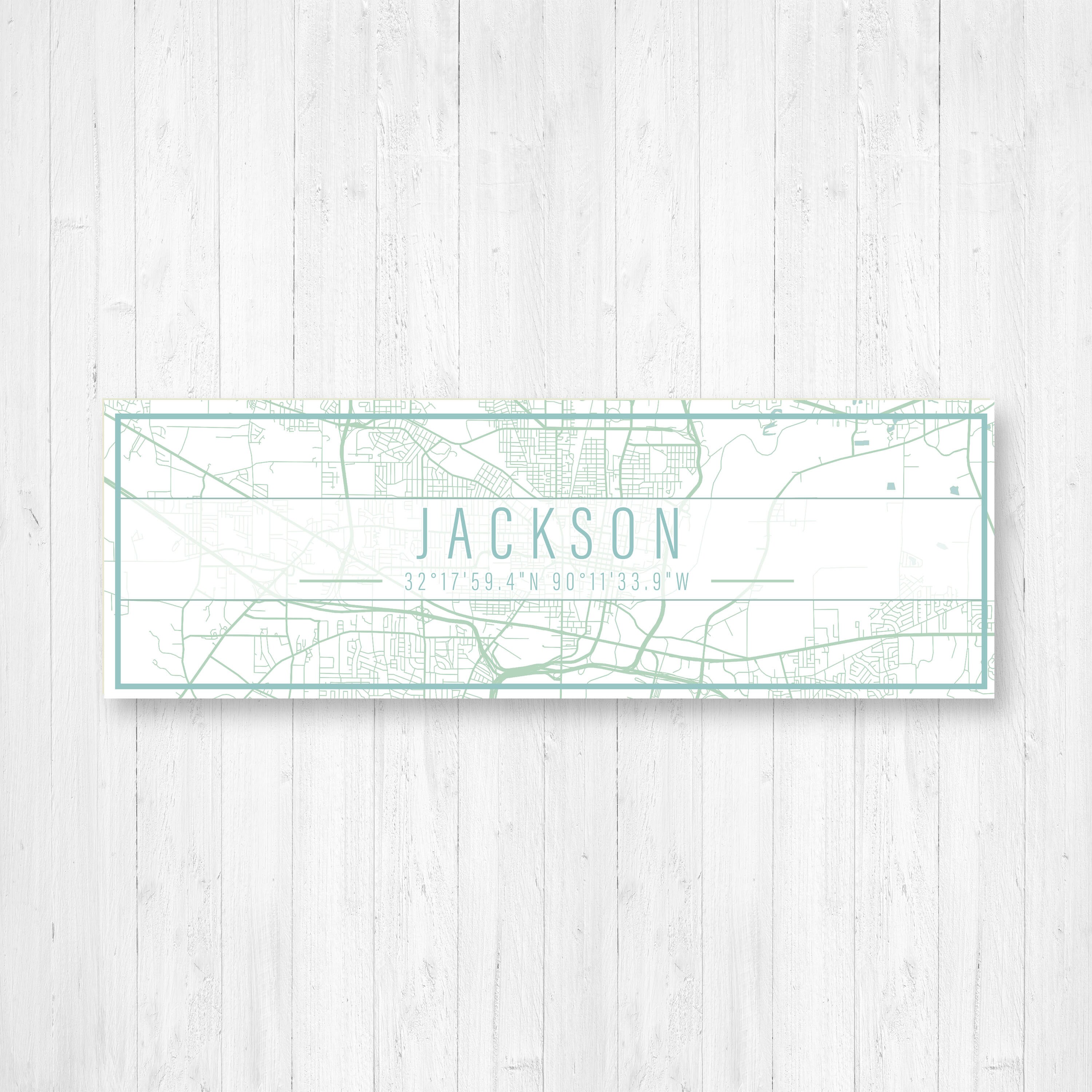 Jackson Mississippi Street Map Sign Hanging Canvas Map of Etsy