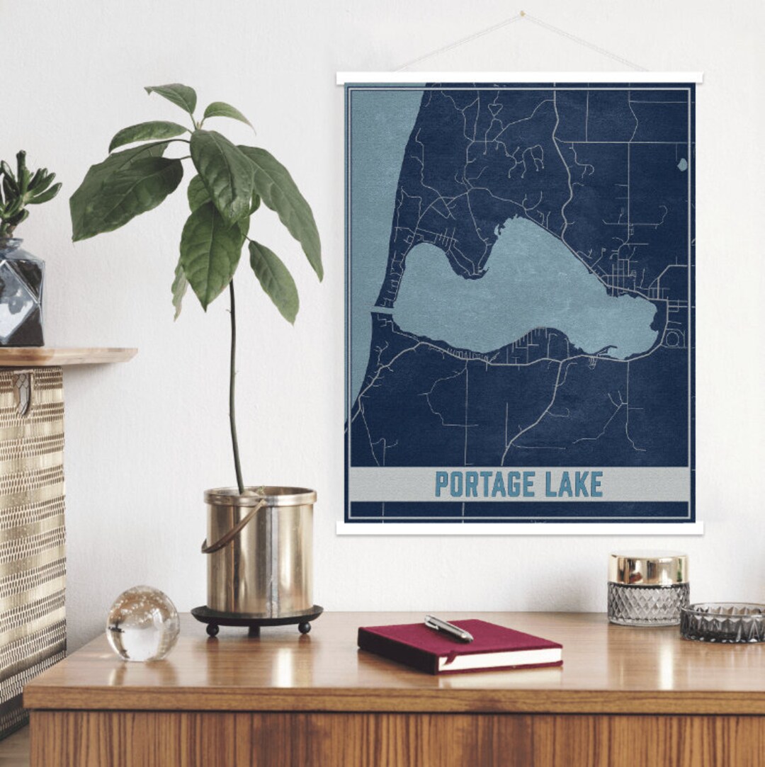 Portage Lake Michigan Map Print Portage Lake Poster Frame