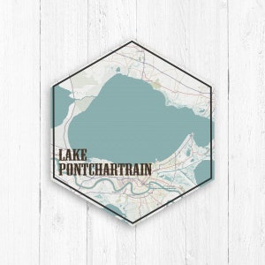 Lake Pontchartrain Louisiana Hexagon Lake Map by Printed Marketplace
