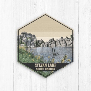 Sylvan Lake South Dakota Hexagon Illustration by Printed Marketplace
