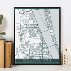 Melbourne Florida Street Map Print Hanging Canvas Map of Melbourne ...