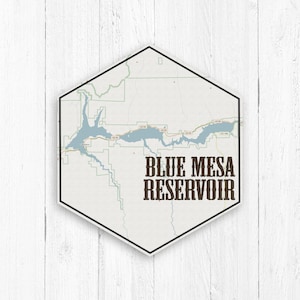 Blue Mesa Reservoir Colorado Carte du lac Hexagone par Imprimé Marketplace