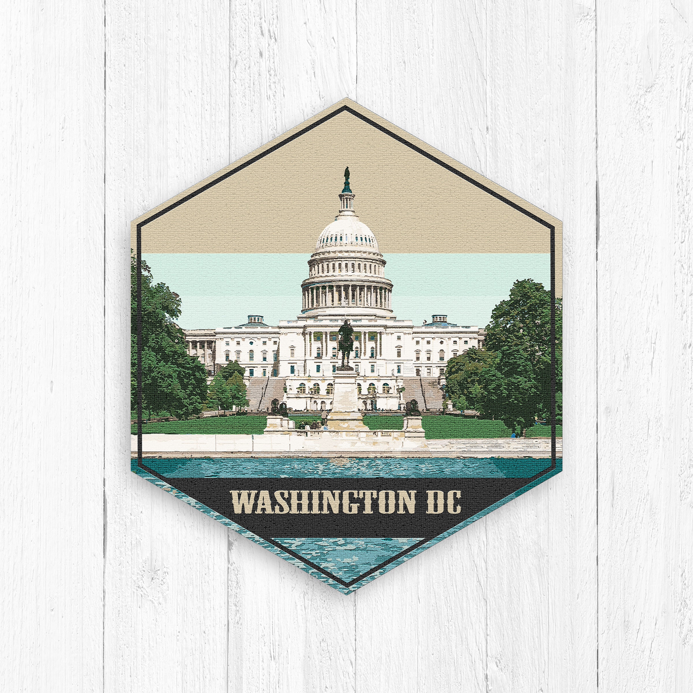 ワシントン DC 六角形キャンバスイラスト (Printed Marketplace 提供