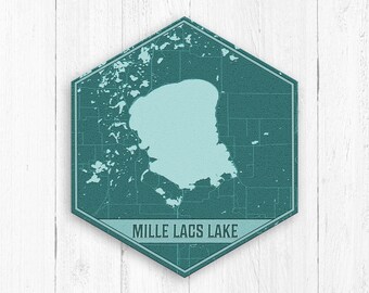 Mille Lacs Lake Minnesota Hexagon Print, Mille Lacs Lake Canvas, Teal Blue Lake Map, Mille Lacs Lake Hexagon Canvas, Mille Lacs Lake Print