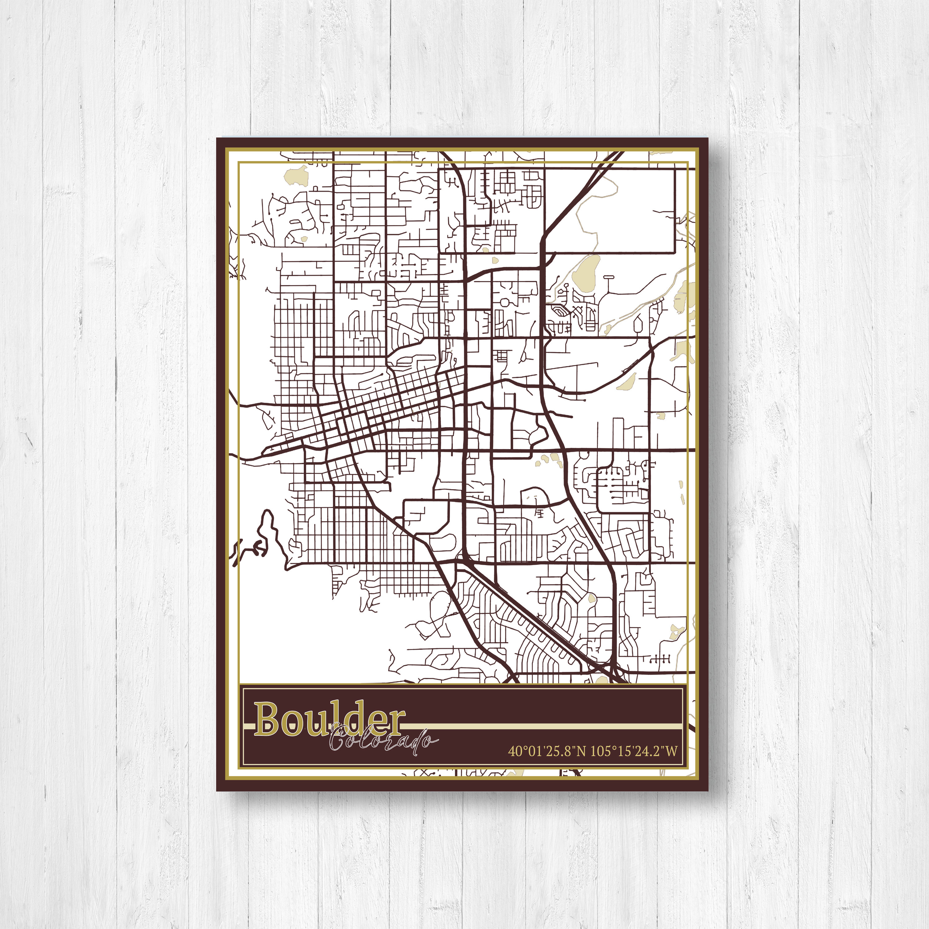 Boulder CO Street Map Map of Boulder Colorado Map Print of | Etsy