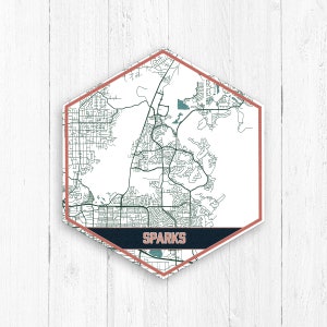 Tela esagonale con mappa Sparks Nevada di Stampato Marketplace