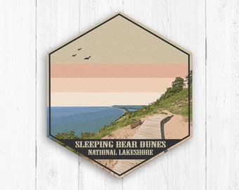 Sleeping Bear Dunes Wall Decor, Souvenir For Traveller, Michigan Themed Art, Hexagon Canvas Print, Hexagon Home Decor