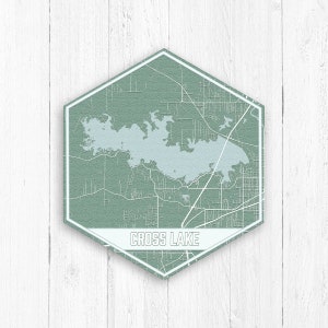 Cross Lake Louisiana Sechseck Karte Drucken | Gedruckter Marktplatz