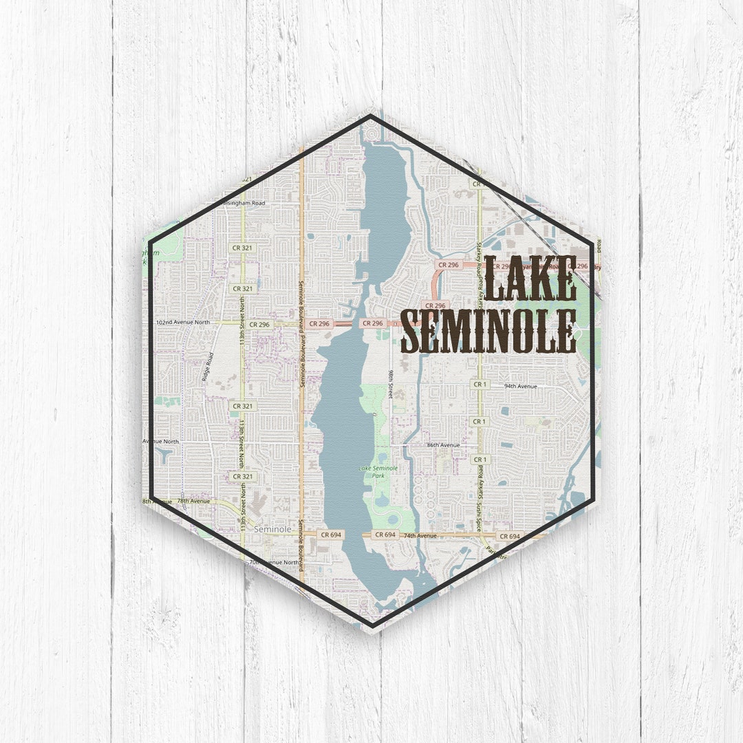 Lake Seminole Florida Hexagon Lake Map by Printed Marketplace