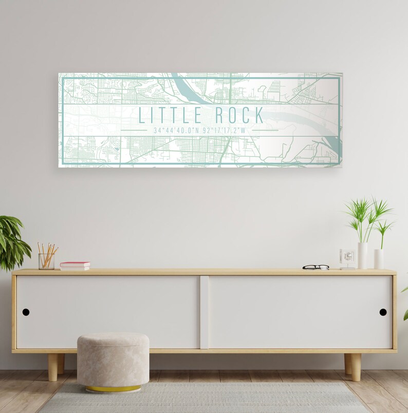 Printed Marketplace Little Rock Arkansas Street Map Sign Hanging Canvas Map of Little Rock