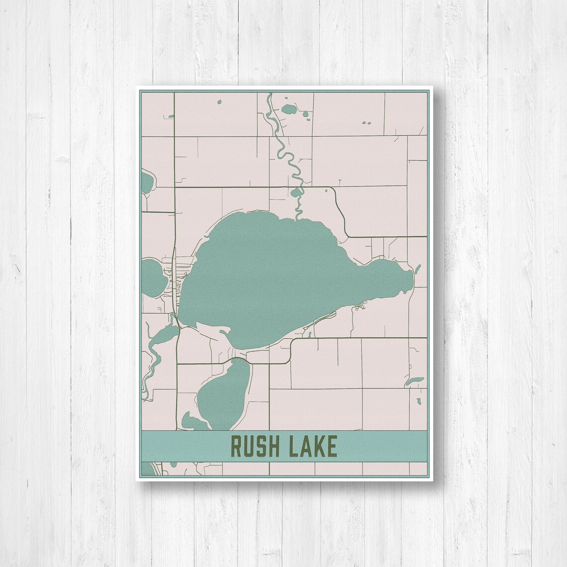 Rush Lake Minnesota Map Print Rush Lake Poster Etsy