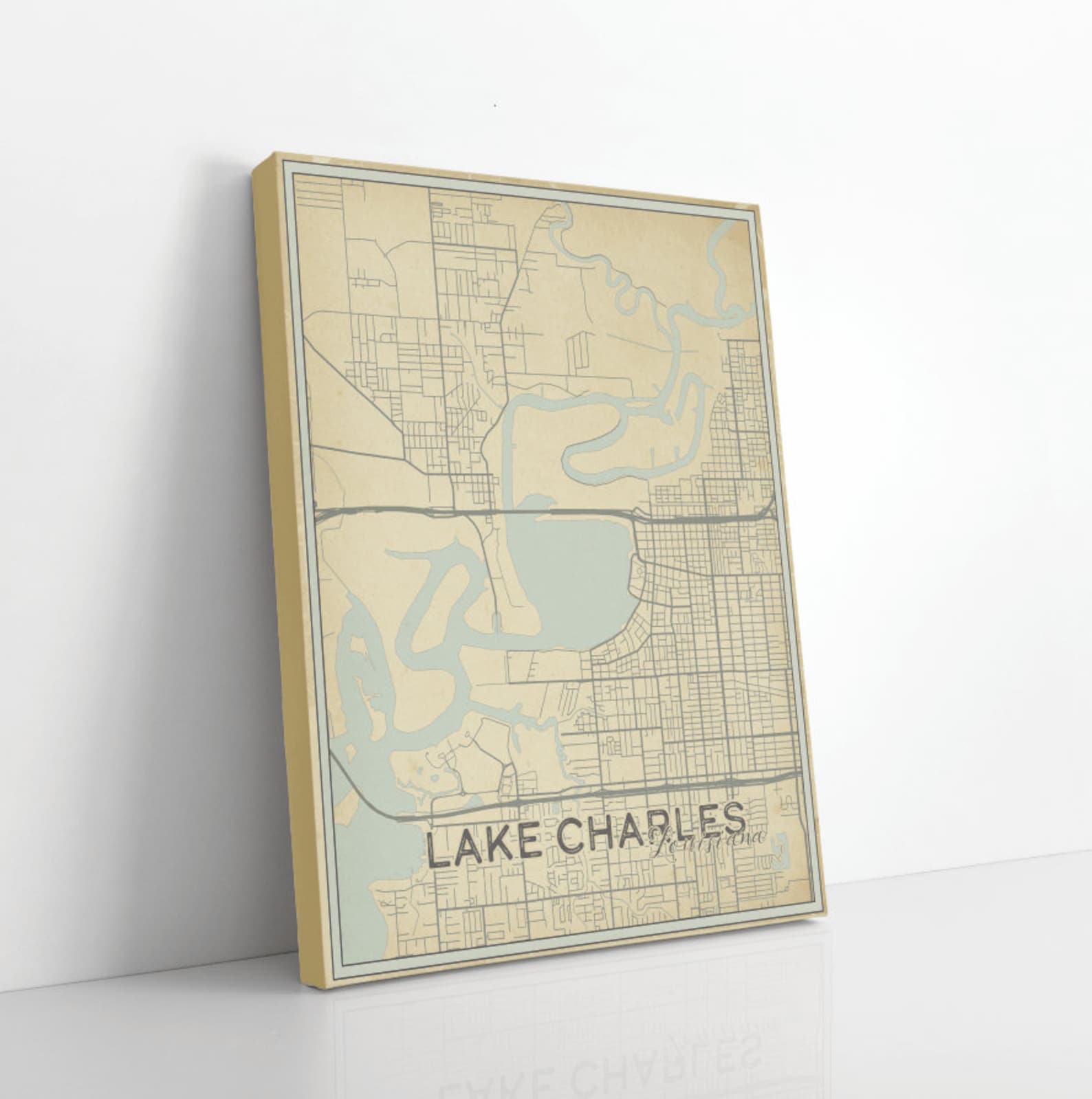Lake Charles Louisiana Street Map Print Lake Charles Etsy