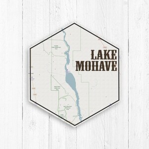 Carte hexagonale des lacs du lac Mohave, Nevada, par Printed Marketplace