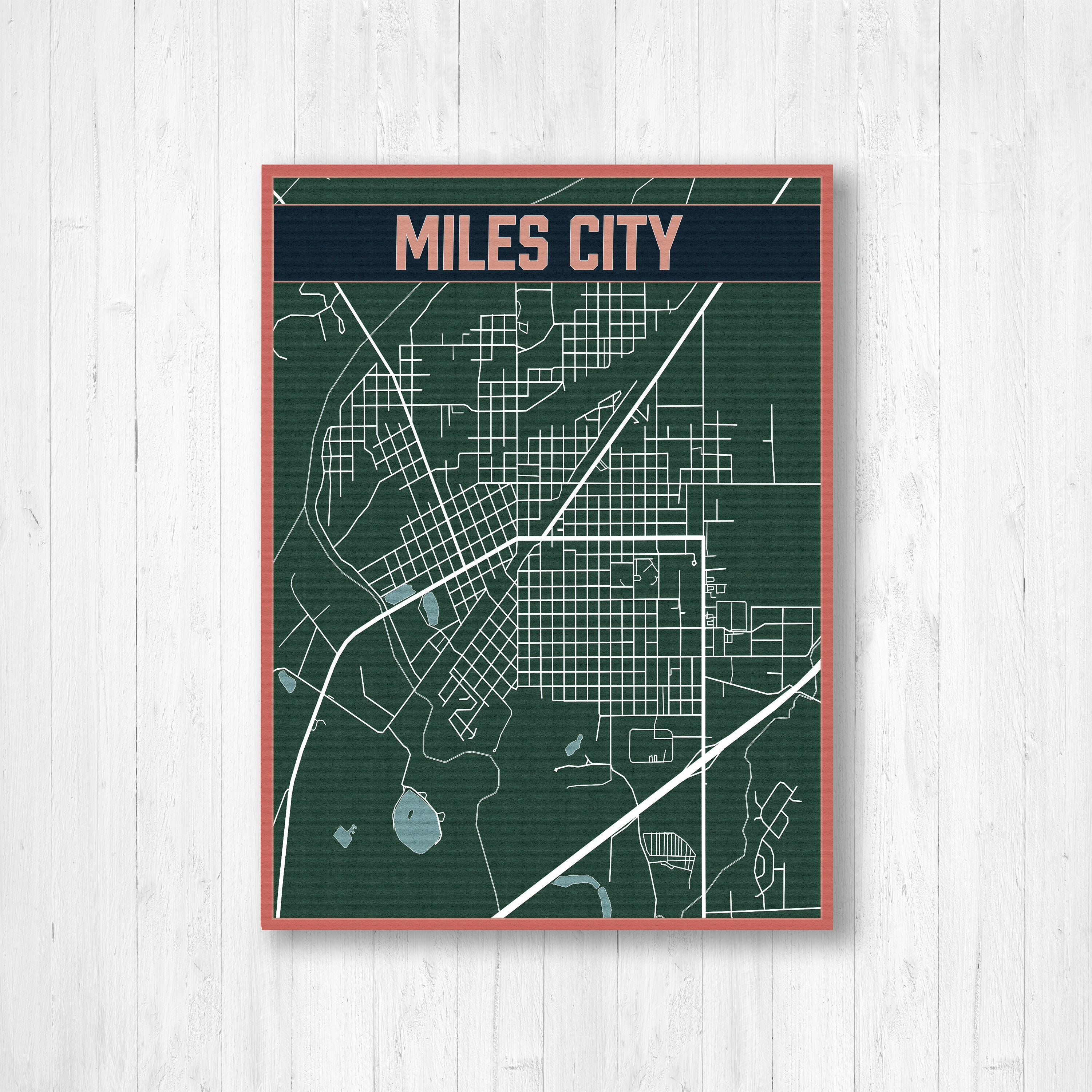 Miles City Montana Urban City Street Map Etsy