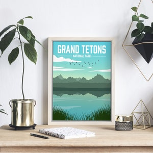 Grand Tetons Wyoming National Park Modern Illustration Print | Grand Tetons Magnetic Poster Frame | Printed Marketplace image 4
