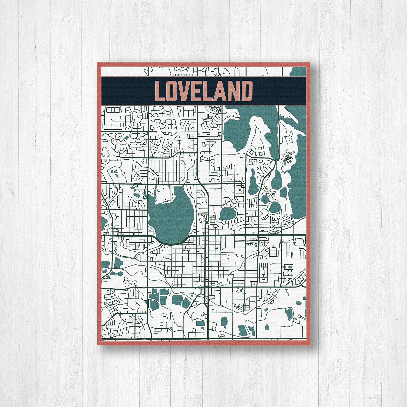 Loveland Colorado City Street Map Hanging Canvas Map of - Etsy UK
