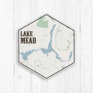 Lake Mead Nevada, Sechseck Leinwand, Lake Mead Druck, Sechseck Wanddekor, Sechseck Kunst, Leinwand von Lake Mead, Lake Haus Dekor, Lake Mead See Karte