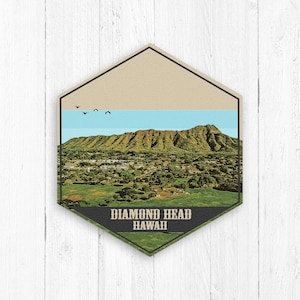 Diamond Head Hawaii Hexagon Canvas Print, Diamond Head Hexagon Print, Diamond Head Hexagon, Hawaii Hexagon Print, Diamond Head Illustration