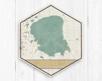 Mille Lacs Lake Minnesota Hexagon Canvas, Mille Lacs Lake Map, Hexagon Map, Travel Collection, Lake Map, Minne Lacs Art, Nautical Decor