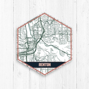 Renton Washington Map Hexagon Canvas van Printed Marketplace