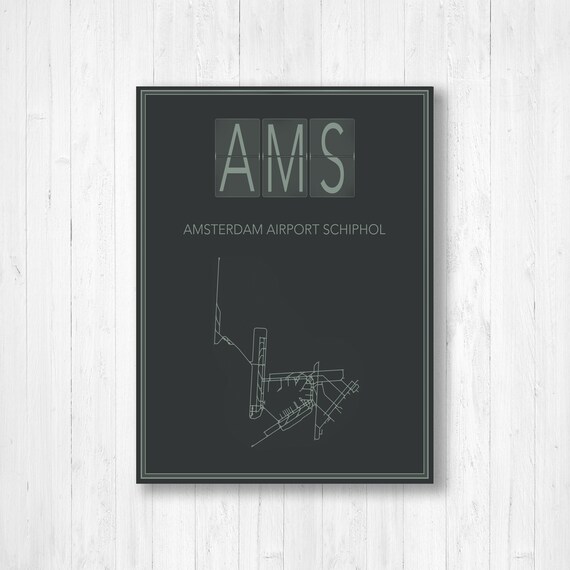 Amsterdam Airport Schiphol Map Print Amsterdam Airport Etsy