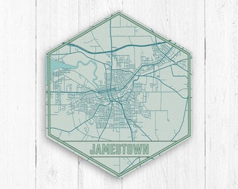 Jamestown New York Hexagon Street Map Print by Printed Marketplace