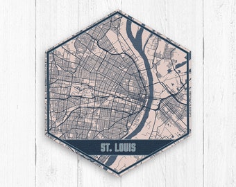 St. Louis Missouri Hexagon Street Lake Print, St. Louis Street Map, St. Louis Missouri Canvas, St. Louis Missouri Street Map, Hexagon Map