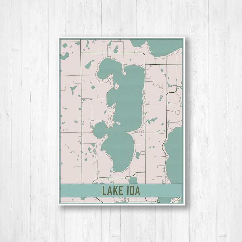 Lake Ida Minnesota Map Print Lake Ida Poster Frame Etsy
