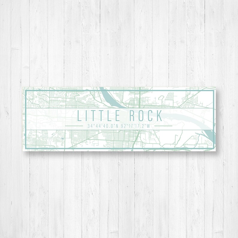Printed Marketplace Little Rock Arkansas Street Map Sign Hanging Canvas Map of Little Rock