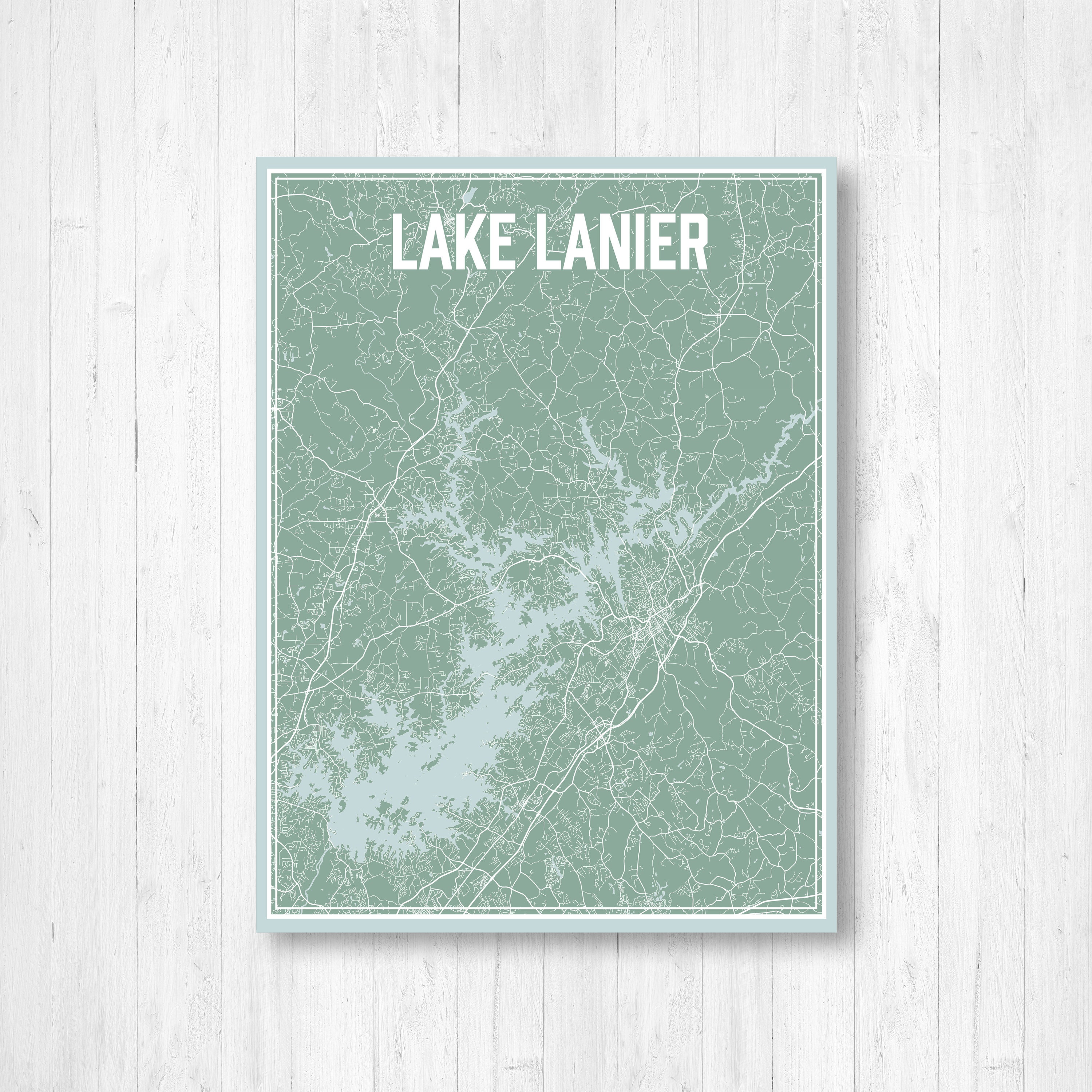 Lake Lanier Georgia Street Map Print | Lake Lanier Magnetic Poster ...