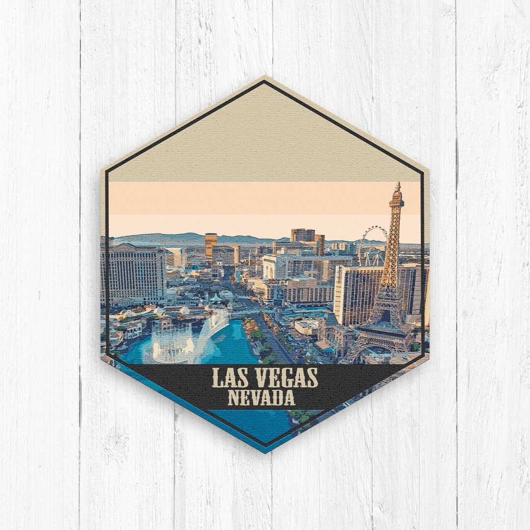 Las Vegas Nevada Hexagon Canvas, Las Vegas Nevada Skyline Print, Las