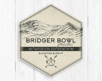 Bridger Bowl Ski Resort Hexagon Badge by Printed Marketplace