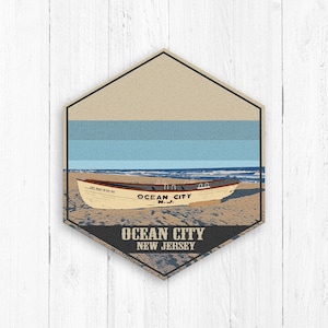 Ocean City New Jersey Hexagon Canvas, Ocean City New Jersey Print, Ocean City Illustration, Ocean City New Jersey Canvas, Ocean City Print