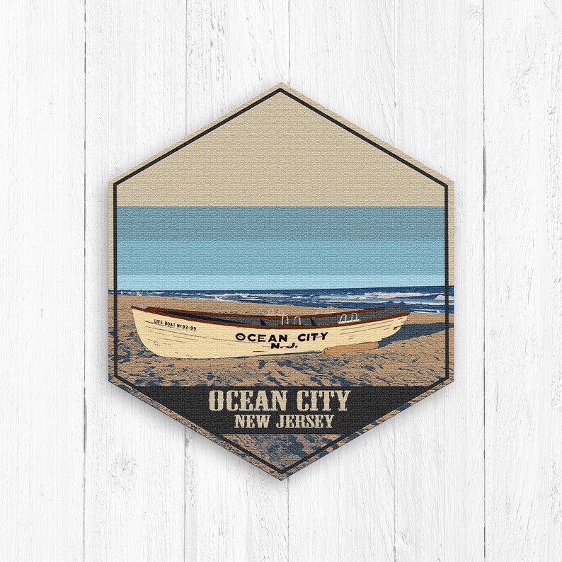 Ocean City New Jersey Hexagon Canvas Ocean City New Jersey Etsy