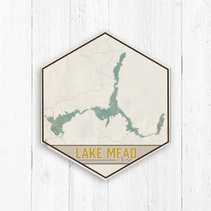 Lake Mead Nevada, Sechseck Leinwand, Seekarte, Seekarte, Reisekollektion, Seekarte, Lake Mead Dekor, Seekarte, Seekarte, Seekarte