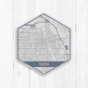 Yakima Washington Street Map, Yakima Washington Hexagon, Graue und Blaue Straßenkarte, Yakima Print, Yakima Map, Yakima Hexagon Canvas City Map