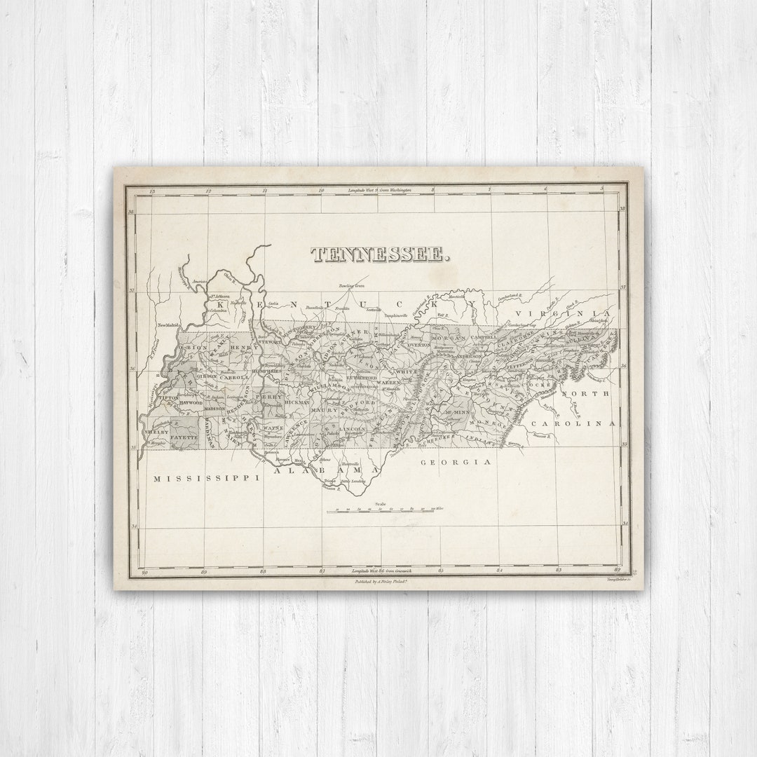 Tennessee – Historic Map – Vintage Southern State Cartography Print