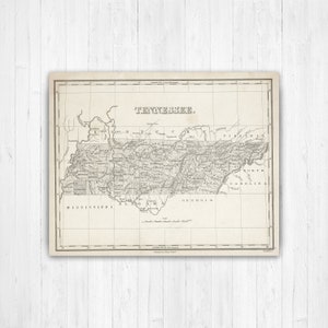 Tennessee Antique State Map Print | Tennessee Canvas Map Art | Printed Marketplace