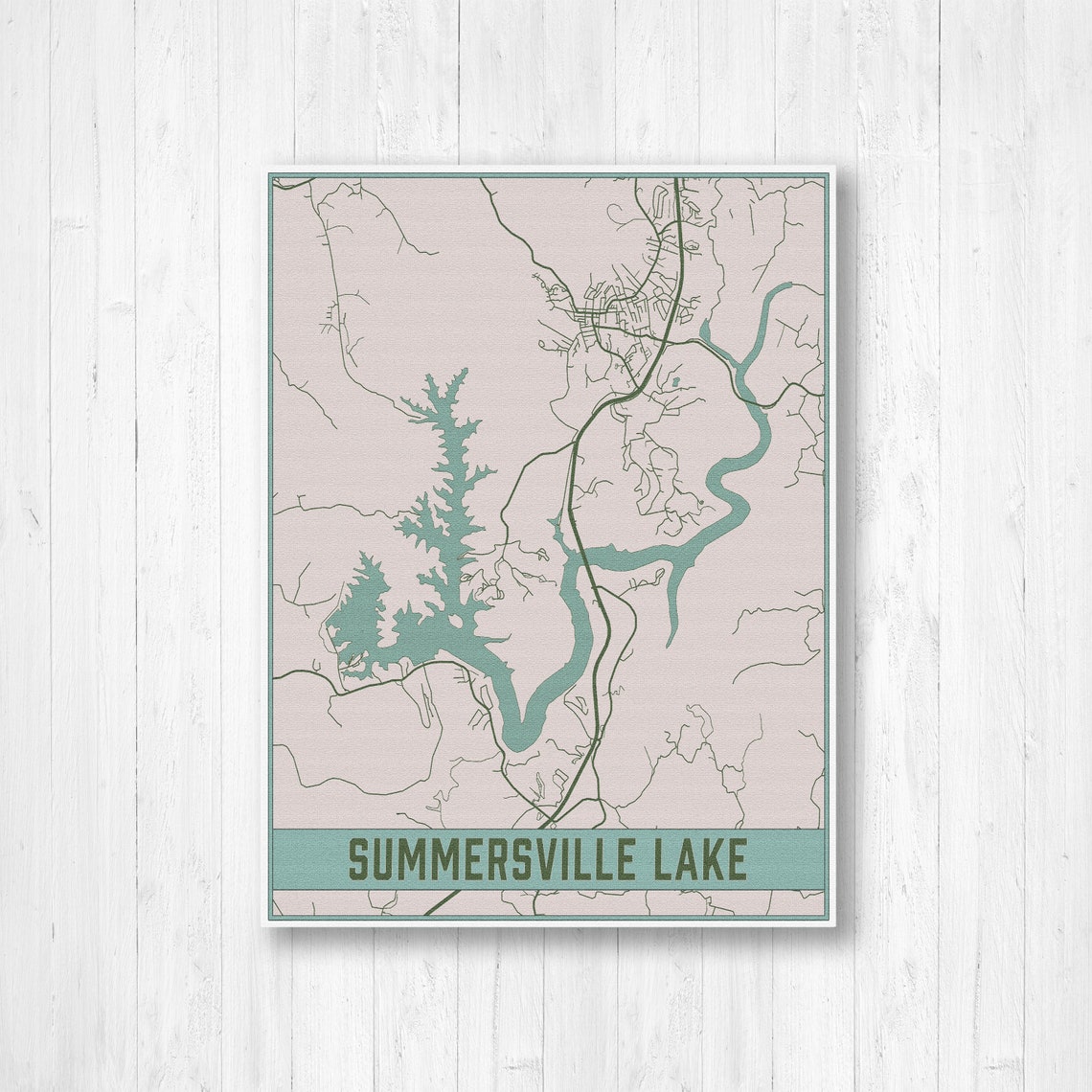 Summersville Lake West Virginia Map Print Summersville Lake Etsy