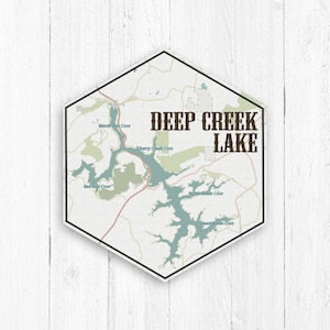 Deep Creek Lake Maryland Hexagon Canvas, Deep Creek Lake Art, Lakes of America, Nautical Map, Travel Collection, Deep Creek Lake Print