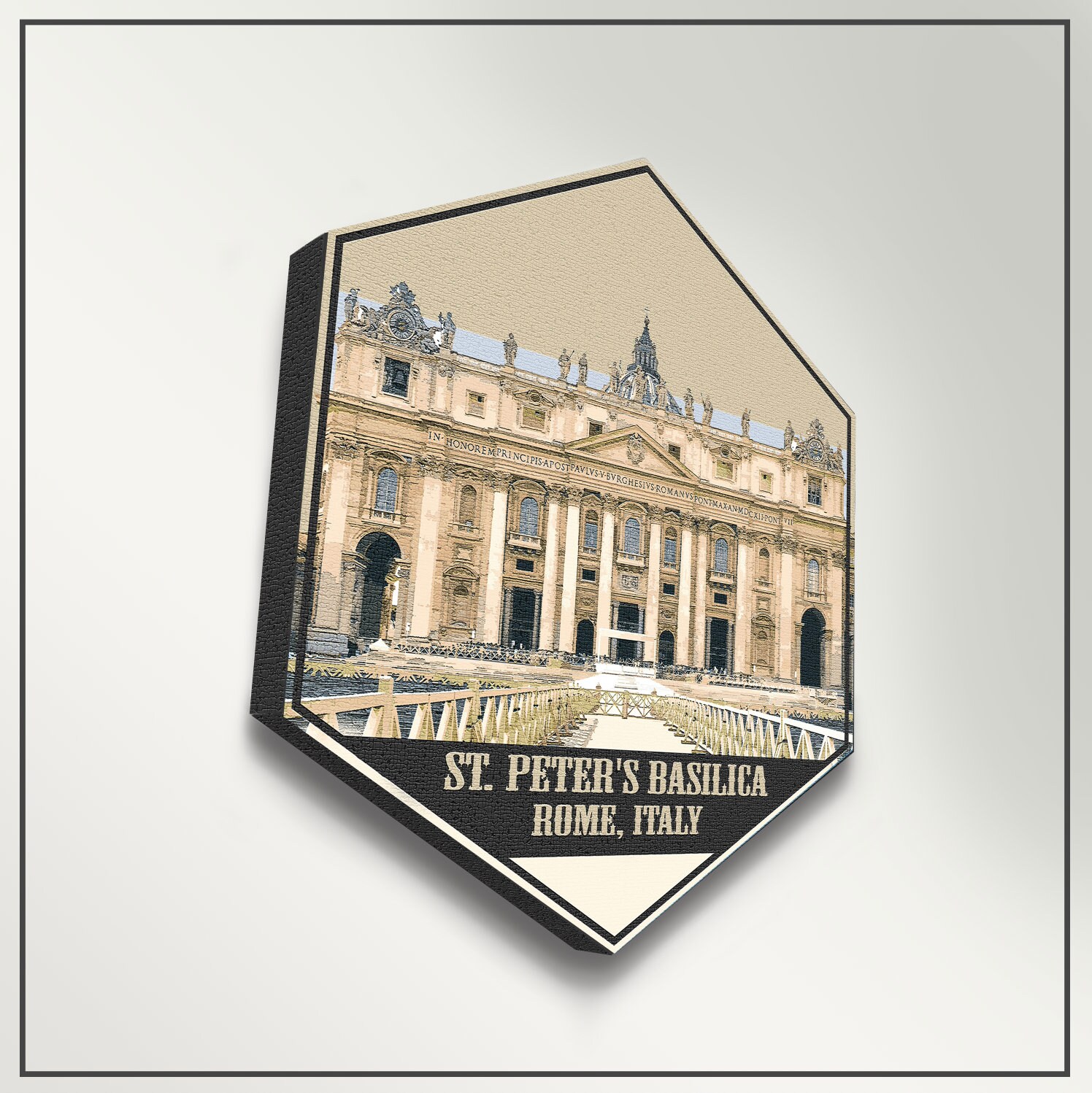 St Peter's Basilica Rome Italy Hexagon Illustration by Printed ...