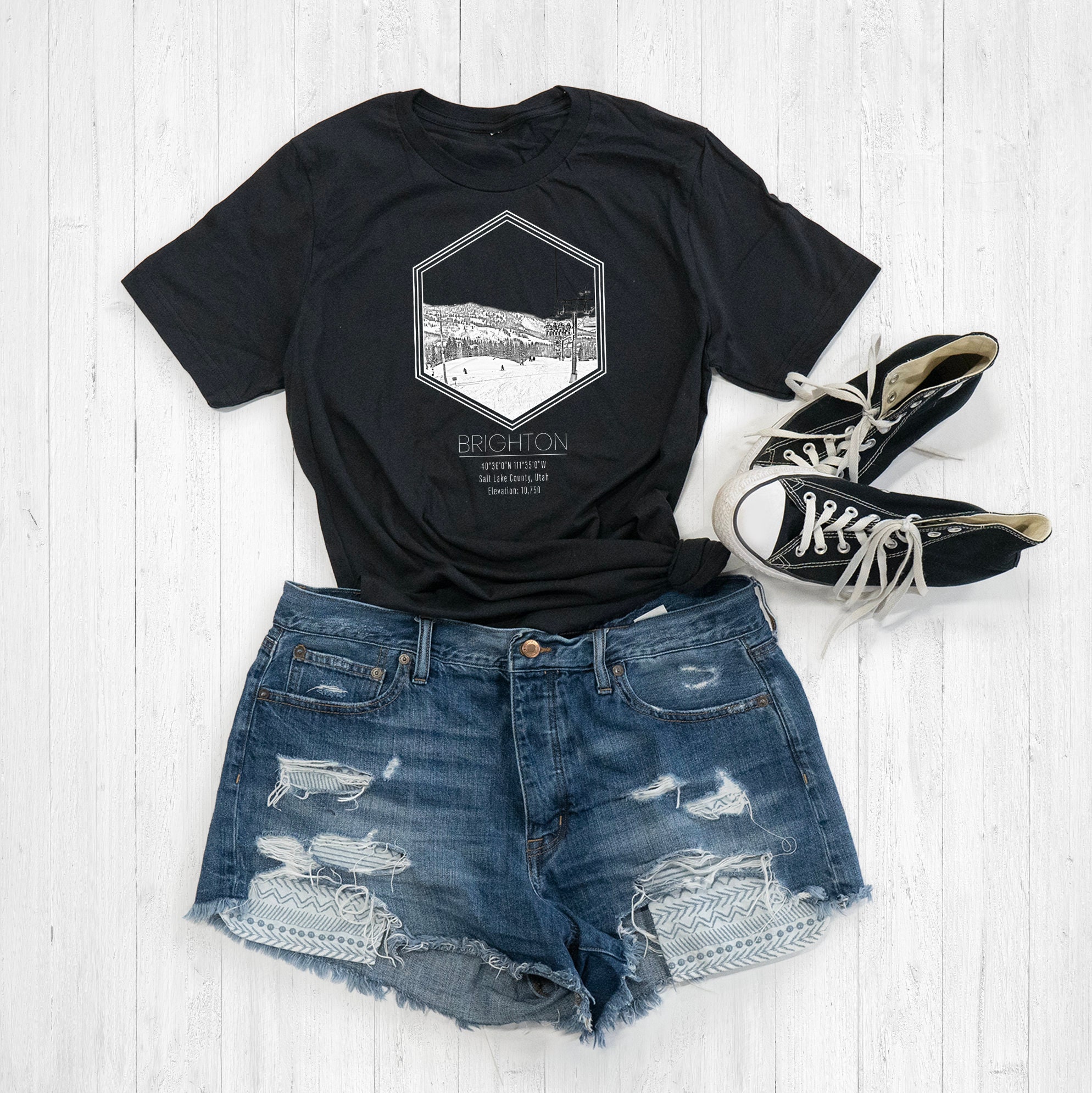 Brighton Ski Resort Hexagon Graphic Tee Shirt or Hoodie by Etsy