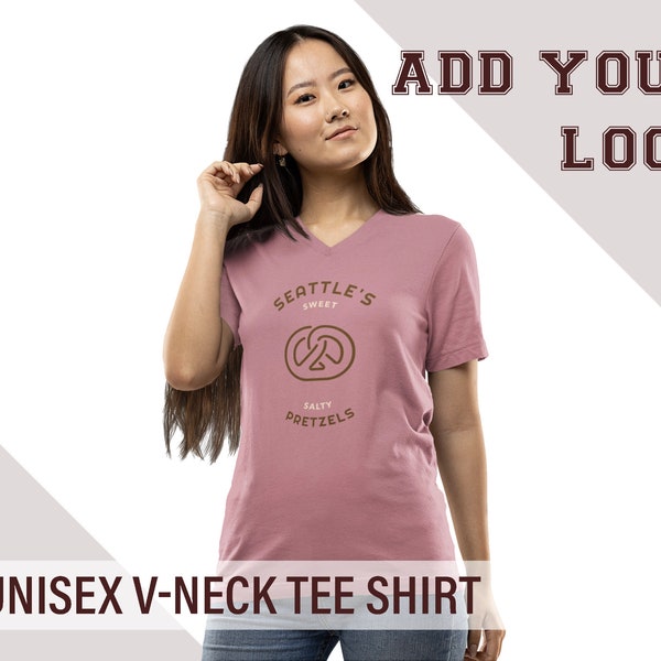 Customizable Logo V-Neck Graphic Tee Shirt by Printed Marketplace | Bella and Canvas