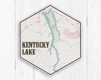 Kentucky Lake Hexagon Canvas, Kentucky Lake Art, Lakes of America, Nautical Map, Travel Collection, Kentucky Lake Kentucky Lake Print