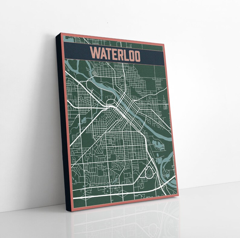 Waterloo New York Street Map Hanging Canvas Map of Waterloo Etsy