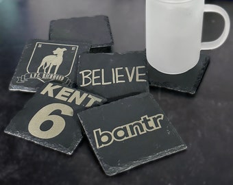 Lasso Slate Coaster Set | Slate Coasters | Believe Coaster | Soccer Coaster | Football Coaster | Slate Coaster