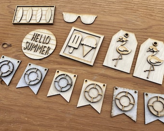 DIY Kit Summer Tiered Tray Set | Sign | Tiered Tray Set | Tiered Tray Decor | Summer Tiered Tray Set | Wooden Sign | Summer Decor